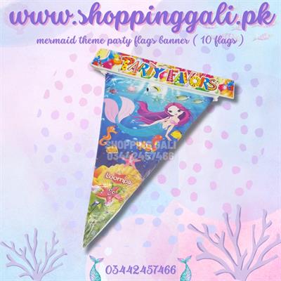 MERMAID BUNTINGS IN MULTICOLORS FOR PARTY DECORATION ( PACK OF 10 FLAGS BANNER )