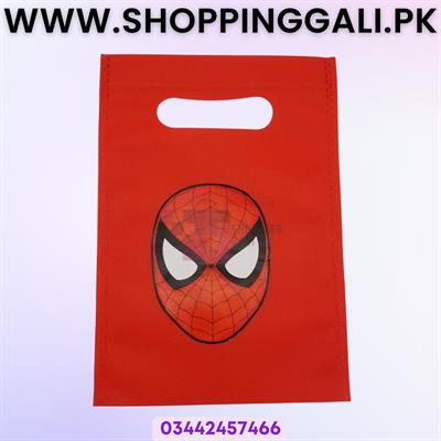 SPIDERMAN GOODY BAGS FABRIC MATERIAL ( PACK OF 10 GIFT BAGS )