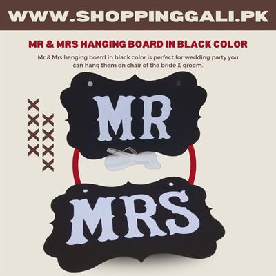 MR MRS PHOTO BOOTH PROP BLACK COLOR CHAIR SIGNS WEDDING RECEPTION DECORATION