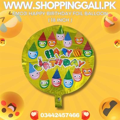 HAPPY BIRTHDAY EMOJI FOIL BALLOON ROUND SHAPE ( 18 INCH IN SIZE )