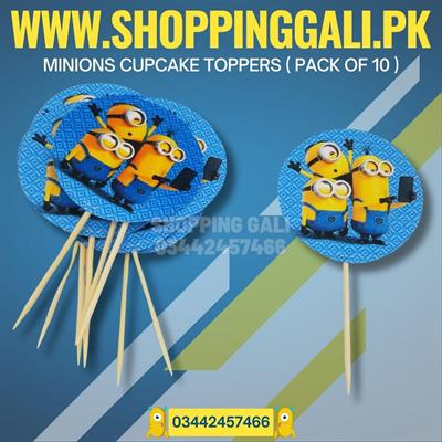 MINIONS THEME CUPCAKE TOPPER - PACK OF 10 CUPCAKE TOPPERS - MINIONS CUPCAKE TOPPERS