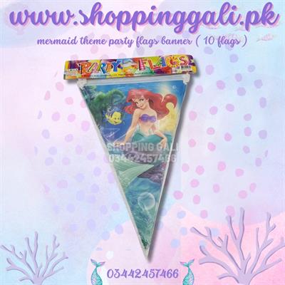 MERMAID BUNTINGS FOR PARTY DECORATION IN ORIGINAL COLORS ( PACK OF 10 FLAGS BANNER )