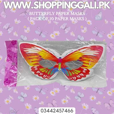 RED BUTTERFLY PAPER MASKS ( PACK OF 6 PAPER MASKS )