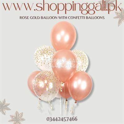 5 ROSE GOLD BALLOON AND 5 ROSE GOLD CONFETTI BALLOONS ( PACK OF 10 LATEX BALLOONS )