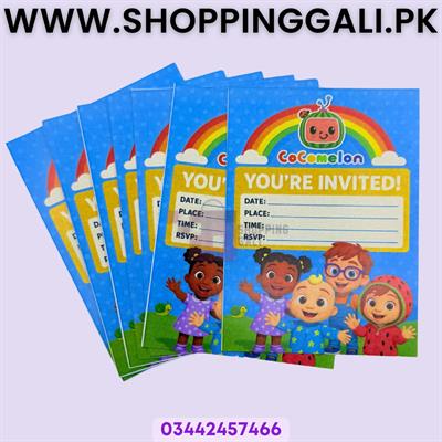 Cocomelon Invitation Cards - 4 Inch By 3 Inch - Invitation Cards - Cocomelon Theme - Multicolor - Unisex - Pack Of 8