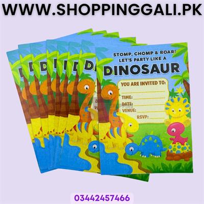 Dinosaur Invitation Cards - 4 Inch By 3 Inch - Invitation Cards - Dinosaur Theme - Multicolor - Unisex - Pack Of 8