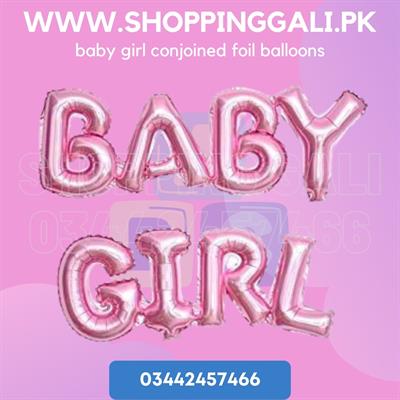 BABY GIRL FOIL BALLOON CONJOINED IN PINK COLOR ( 106 CM X 37 CM )