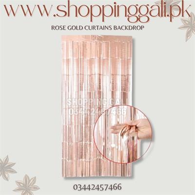 ROSE GOLD COLOR FOIL CURTAINS PARTY DECORATION BACKDROP ( 30 INCH X 70 INCH )