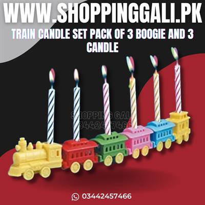 CAKE DECORATION TRAIN CANDLE SET ( SET OF 3 BOGIES WITH 3 CANDLE )