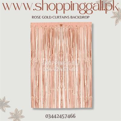 ROSE GOLD COLOR FOIL FRINGE CURTAINS FOR STUNNING PARTY WALL DECORATION