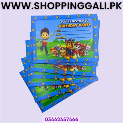Paw Patrol Invitation Cards - 4 Inch By 3 Inch - Invitation Cards - Paw Patrol Theme - Blue - Boys - Pack Of 8