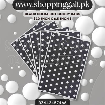 BLACK POLKA DOT GOODY BAGS ( PACK OF 10 GIFT BAGS )