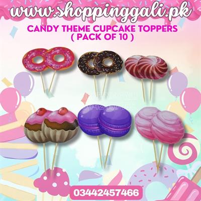 CANDY THEME CUPCAKE TOPPER - PACK OF 12 CUPCAKE TOPPERS - CANDY CUPCAKE TOPPERS