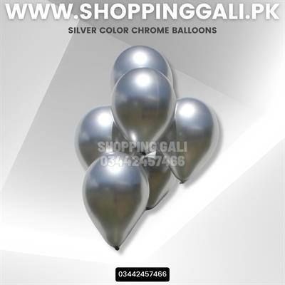 SILVER METALLIC CHROME BALLOONS PACK ( PACK OF 10 SILVER BALLOONS )