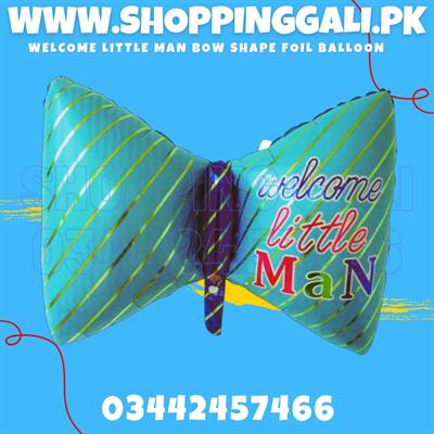 WELCOME LITTLE MAN BOW SHAPE FOIL BALLOON ( 30 INCH IN SIZE )