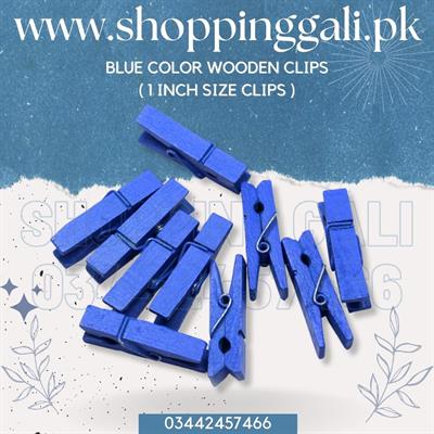 WOODEN SMALL CLIPS PACK OF 50 CLIPS IN BLUE COLOR ( 1 INCH CLIP SIZE )