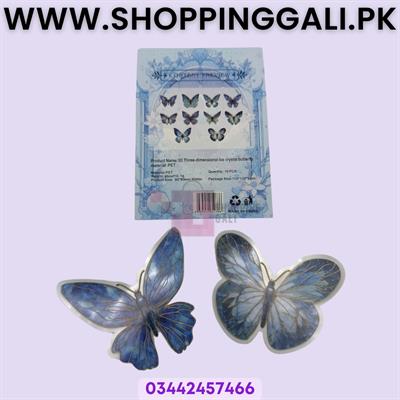 Elegant 3D Ice Crystal Butterfly 90 x 80 mm - Wall Decals - Blue - Pack Of 10
