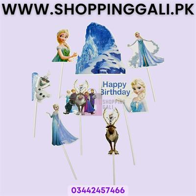Frozen Theme Cake Toppers - Cake Toppers - Blue Colors - Girls Theme - Pack Of 8 Cake Toppers