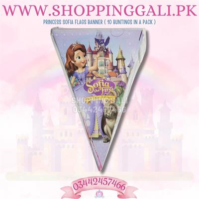 PRINCESS SOFIA PARTY FLAGS BANNER ( PACK OF 10 BUNTINGS )