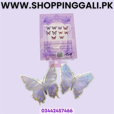 Elegant 3D Ice Crystal Butterfly 90 x 80 mm - Wall Decals - Purple - Pack Of 10