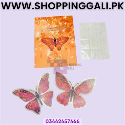 Elegant 3D Ice Crystal Butterfly 90 x 80 mm - Wall Decals - Orange - Pack Of 10