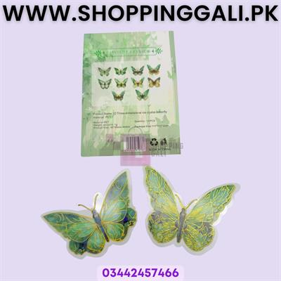 Elegant 3D Ice Crystal Butterfly 90 x 80 mm - Wall Decals - Green - Pack Of 10