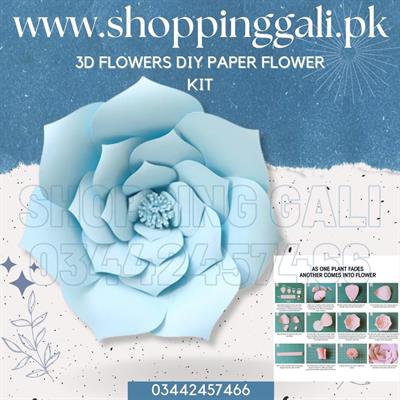 LIGHT BLUE COLOR 3D PAPER FLOWER ( 20 CM DIY PAPER FLOWERS )