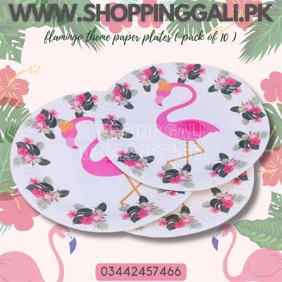 FLAMINGO PAPER PLATES ( PACK OF 10 PAPER PLATES )