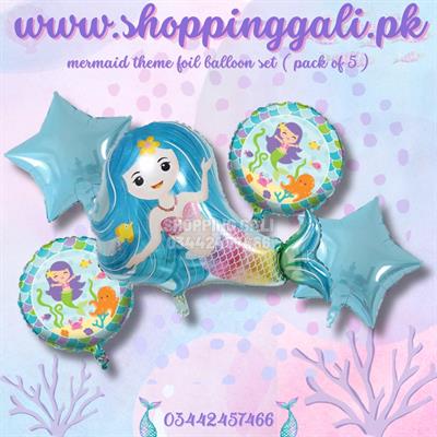 MERMAID THEME FOIL BALLOONS LAKE BLUE COLOR ( PACK OF 5 FOIL BALLOONS )