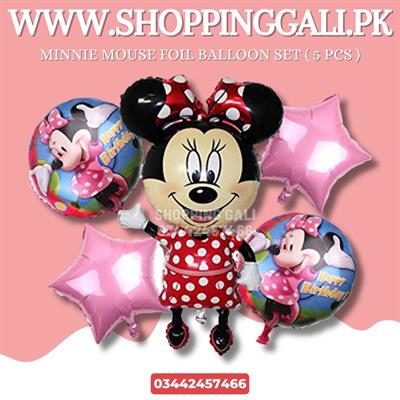 MINNIE MOUSE FOIL BALLOONS IN RED COLOR WITH PINK STARS ( PACK OF 5 FOIL BALLOONS )