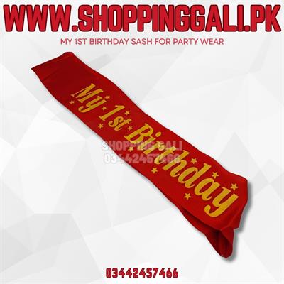 MY 1ST BIRTHDAY SASH IN RED AND GOLDEN FOR PARTY WEAR