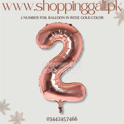 2 NUMBER FOIL BALLOONS IN ROSE GOLD COLOR ( 32 INCH IN SIZE )