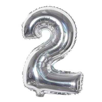 2 NUMBER FOIL BALLOON IN SILVER COLOR ( 16 INCH IN SIZE )