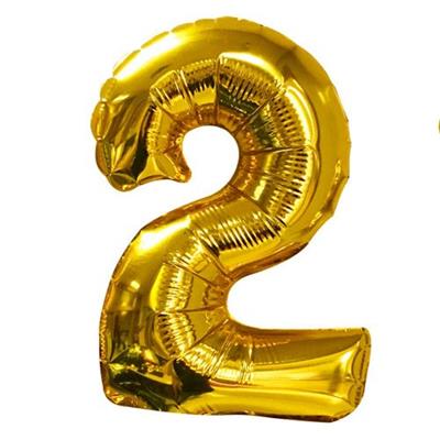 2 NUMBER FOIL BALLOONS IN GOLDEN COLOR ( 32 INCH IN SIZE )