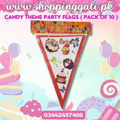 CUPCAKE THEME BIRTHDAY PARTY FLAGS BANNER ( PACK OF 10 BUNTINGS )