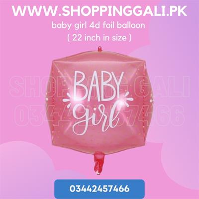 BABY GIRL 4D CUBE SHAPE FOIL BALLOON ( 24 INCH IN SIZE )