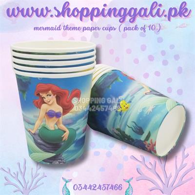 MERMAID PAPER CUPS ( PACK OF 10 PAPER CUPS )