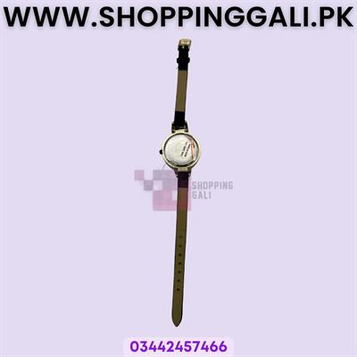 Classic Black Strap Women's Wristwatch with Embellished Dial - Preloved