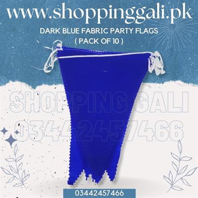 DARK BLUE COLOR FABRIC MATERIAL FLAGS BANNER FOR PARTY DECORATION ( PACK OF 10 BUNTINGS )