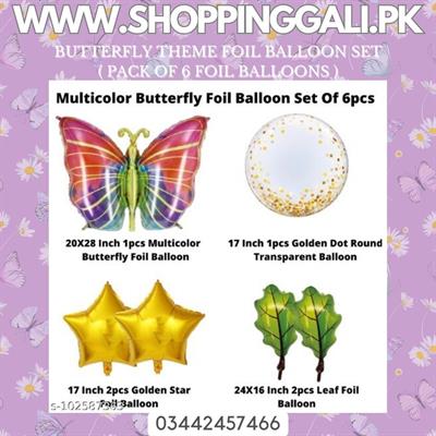 BUTTERFLY FOIL BALLOON SET ( PACK OF 6 FOIL BALLOONS )