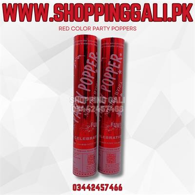 RED PARTY POPPERS CONFETTI FILLED 30 CM ( PACK OF TWO PARTY POPPERS )