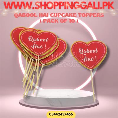 QABOOL HAI CUPCAKE TOPPERS IN HEART SHAPE ( PACK OF 10 CUPCAKE TOPPERS )