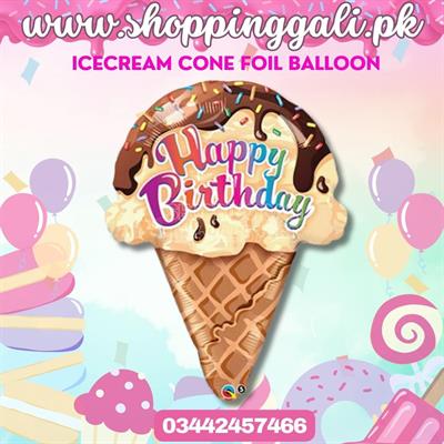 HAPPY BIRTHDAY ICE CREAM CONE FOIL BALLOON ( 48 CM X 69 CM )