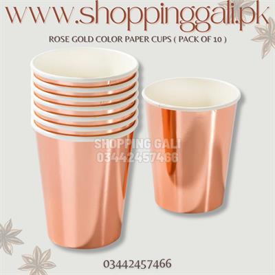 ROSE GOLD THEME PAPER CUPS ( PACK OF 10 )