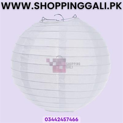White Round Paper Lanterns - 12 Inch - Pack of 5