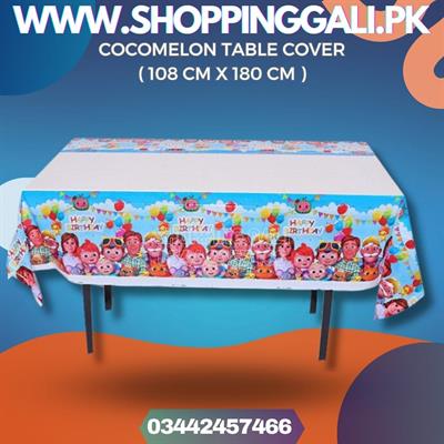 COCOMELON TABLE COVER IN BLUE COLOR ( 108 CM X 180 CM )