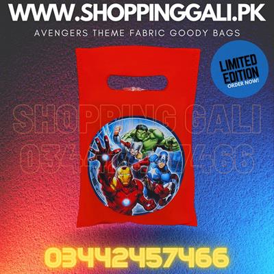 AVENGERS FABRIC MATERIAL GOODY BAGS ( PACK OF 10 GIFT BAGS )