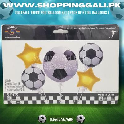 FOOTBALL THEME FOIL BALLOON SET GOLDEN STARS ( PACK OF 5 FOIL BALLOONS )