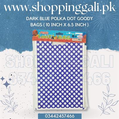 DARK BLUE POLKA DOT GOODY BAGS ( PACK OF 10 GOODY BAGS )