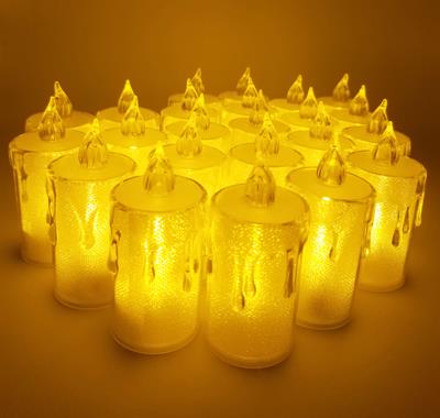 LED CANDLE IN WARM COLOR ( PACK OF 24 TRANSPARENT LED CANDLES )